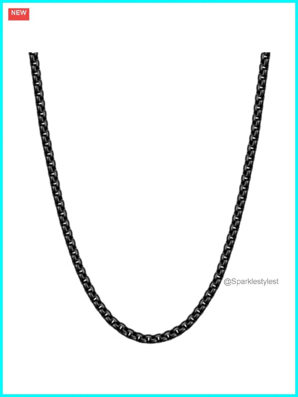 Fiusem Stainless Steel Box Chain Necklace 20in 316L Hypoallergenic Unisex